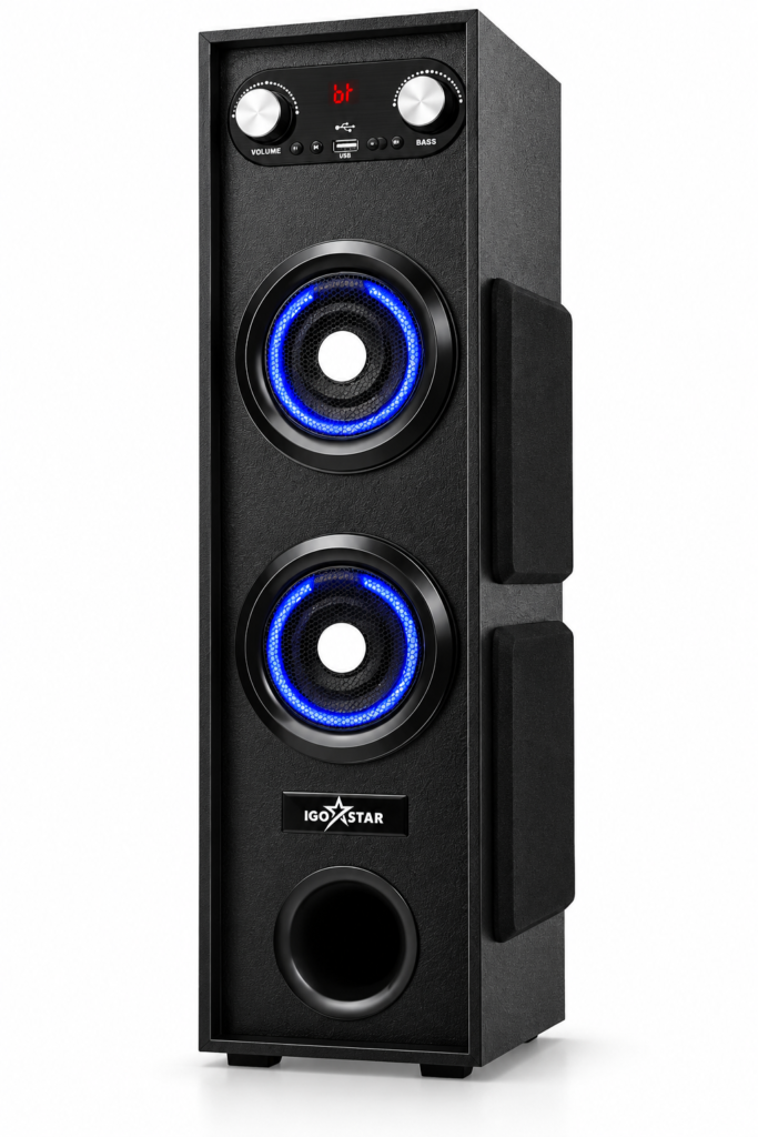 IGO STAR IG-2509 80W Bluetooth Double Woofer Tower Speaker